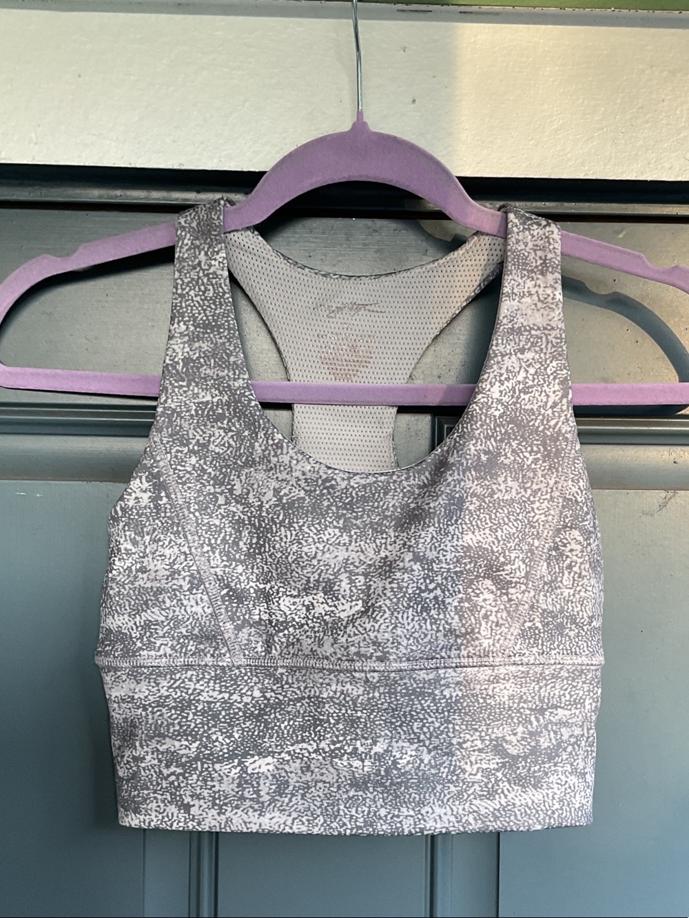 Vimmia Light Gray and White Speckled Racerback Sports Bra, Size XS